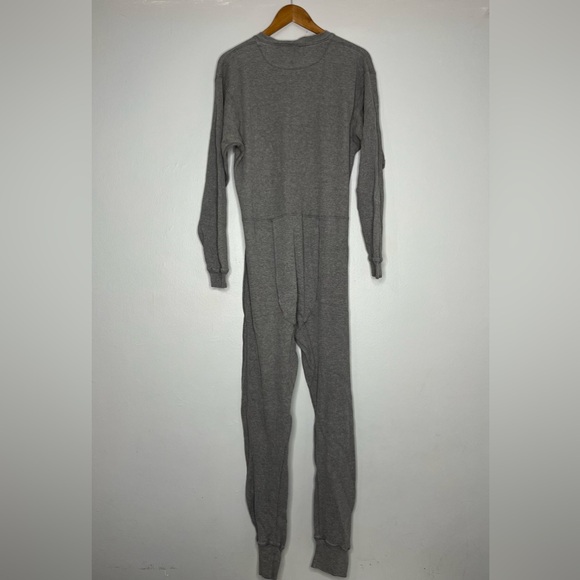 GAP Charcoal Thermal Waffle Knit Long Underwear Button Front Union Suit BB - Picture 2 of 6